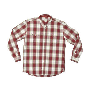 Roper Mens Red Plaid Western Button Down Shirt Regular Size L Long Sleeve Cotton